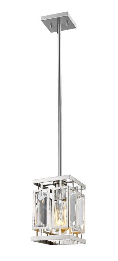 Brushed Nickel with Rectangular Crystal Cut Mini Pendant - LV LIGHTING