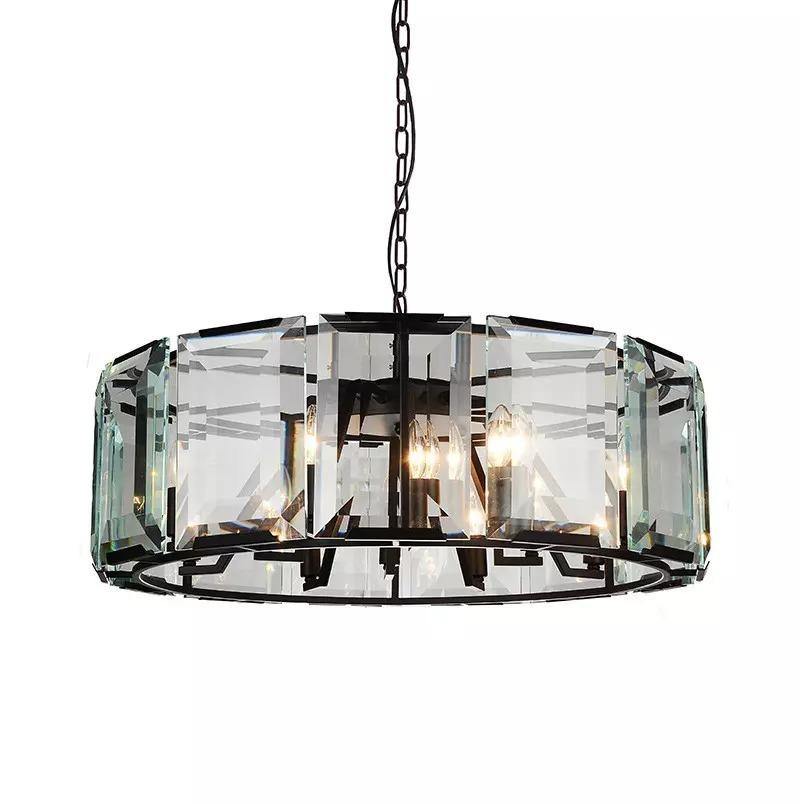 Black with Glass Panes Chandelier - LV LIGHTING