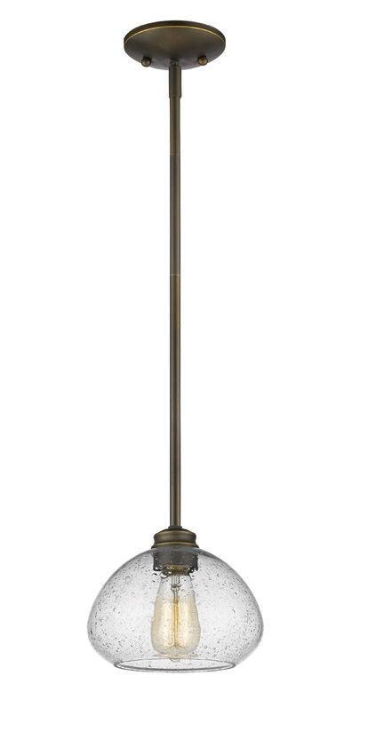 Steel with Clear Seedy Glass Shade Mini Pendant - LV LIGHTING