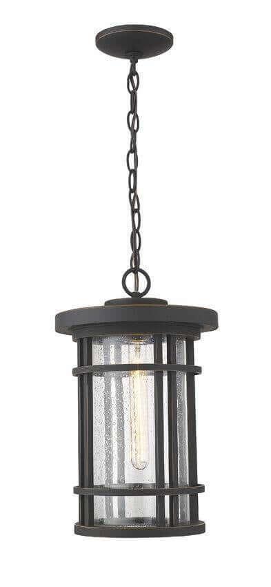 Aluminium Round with Cylindrical Clear Seddy Glass Shade Outdoor Pendant - LV LIGHTING