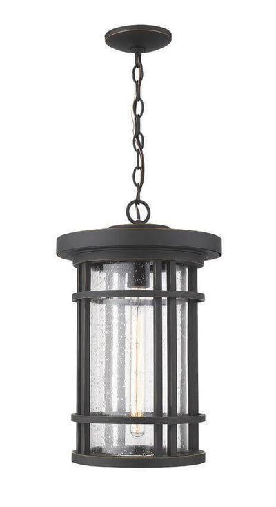 Aluminium Round with Cylindrical Clear Seddy Glass Shade Outdoor Pendant - LV LIGHTING