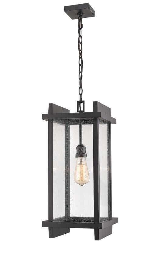 Aluminium with Clear Seedy Glass Outdoor Pendant - LV LIGHTING