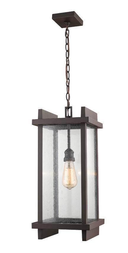 Aluminium with Clear Seedy Glass Outdoor Pendant - LV LIGHTING