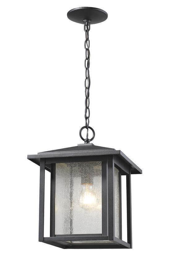 Aluminum Sturdy Dual Frames with Clear Seedy Glass Shade Outdoor Pendant - LV LIGHTING