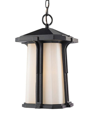 Black with Matte Opal Glass Shade Outdoor Pendant - LV LIGHTING