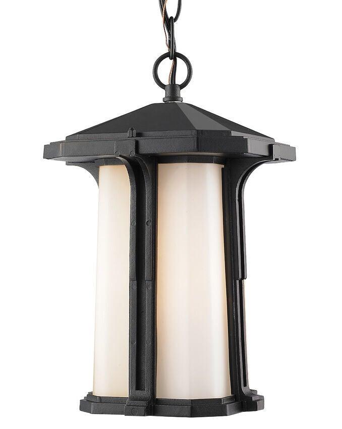 Black with Matte Opal Glass Shade Outdoor Pendant - LV LIGHTING