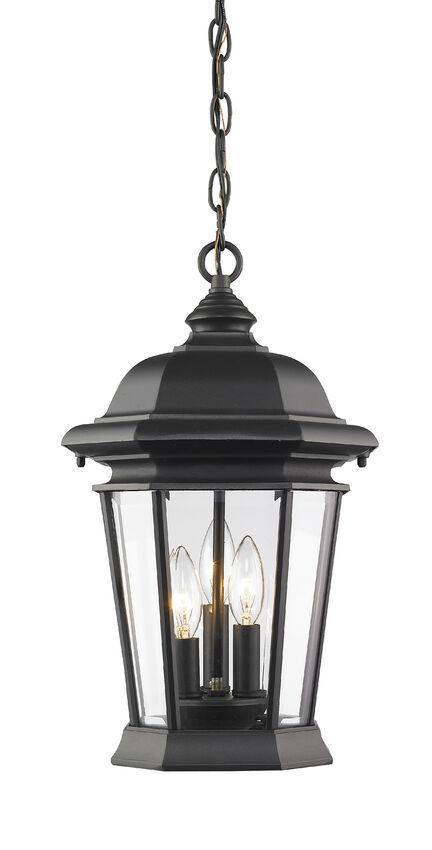 Black with Glass Shade Traditional Outdoor Pendant - LV LIGHTING