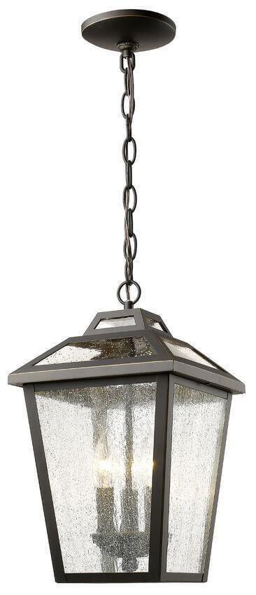 Aluminum with Clear Seedy Glass Outdoor Pendant - LV LIGHTING