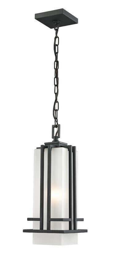 Aluminum Geometric Lines with Matte Opal Glass Shade Outdoor Pendant - LV LIGHTING