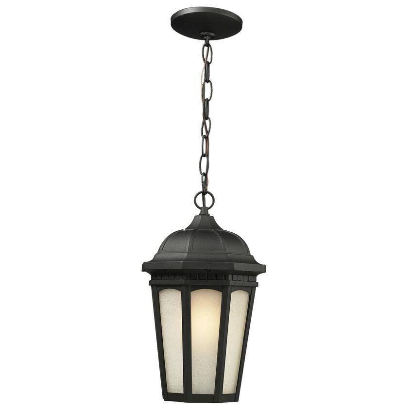 Black with White Seedy Glass Shade Outdoor Pendant - LV LIGHTING