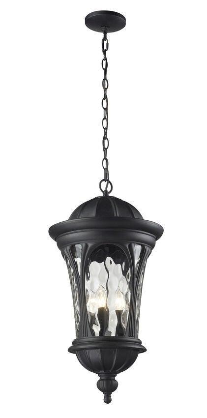Black with Water Glass Traditional Outdoor Pendant - LV LIGHTING