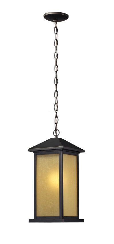 Oil Rubbed Bronze with Tinted Seedy Glass Shade Outdoor Pendant - LV LIGHTING