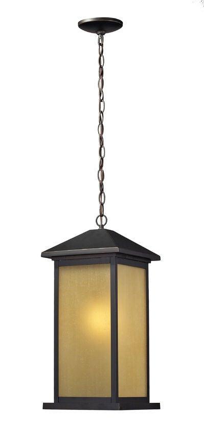 Oil Rubbed Bronze with Tinted Seedy Glass Shade Outdoor Pendant - LV LIGHTING