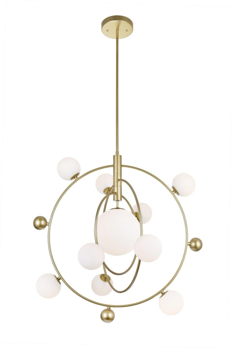 Medallion Gold with White Globe Glass Shade Chandelier - LV LIGHTING