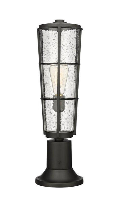 Black Aluminum with Clear Seedy Glass Shade Round Base - LV LIGHTING