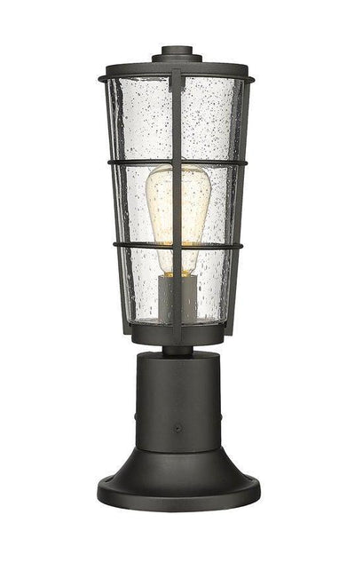 Black Aluminum with Clear Seedy Glass Shade Round Base - LV LIGHTING