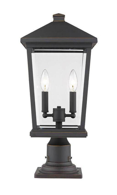 Aluminum with Clear Glass Lantern Style Pier Mount - LV LIGHTING