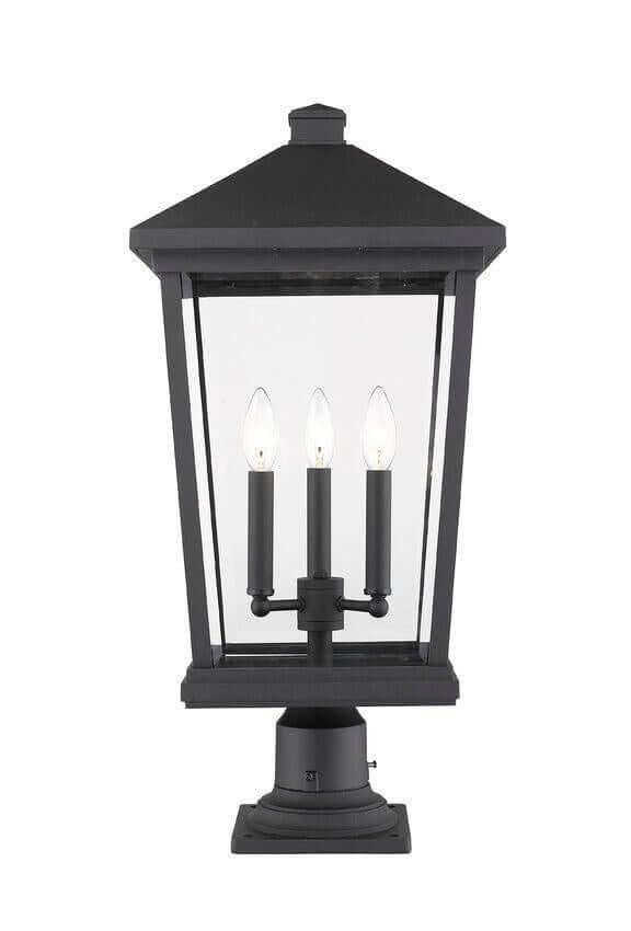 Aluminum with Clear Glass Lantern Style Pier Mount - LV LIGHTING