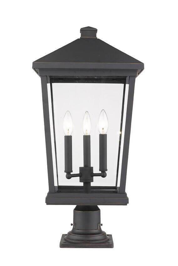 Aluminum with Clear Glass Lantern Style Pier Mount - LV LIGHTING