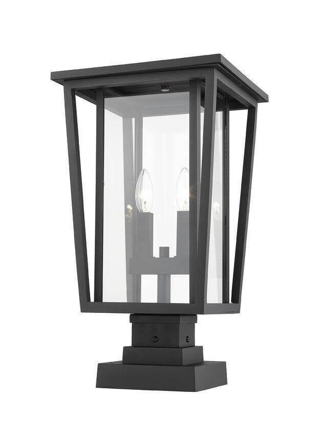 Aluminum with Clear Glass Square Base Outdoor Pier Mount - LV LIGHTING