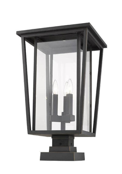 Aluminum with Clear Glass Square Base Outdoor Pier Mount - LV LIGHTING