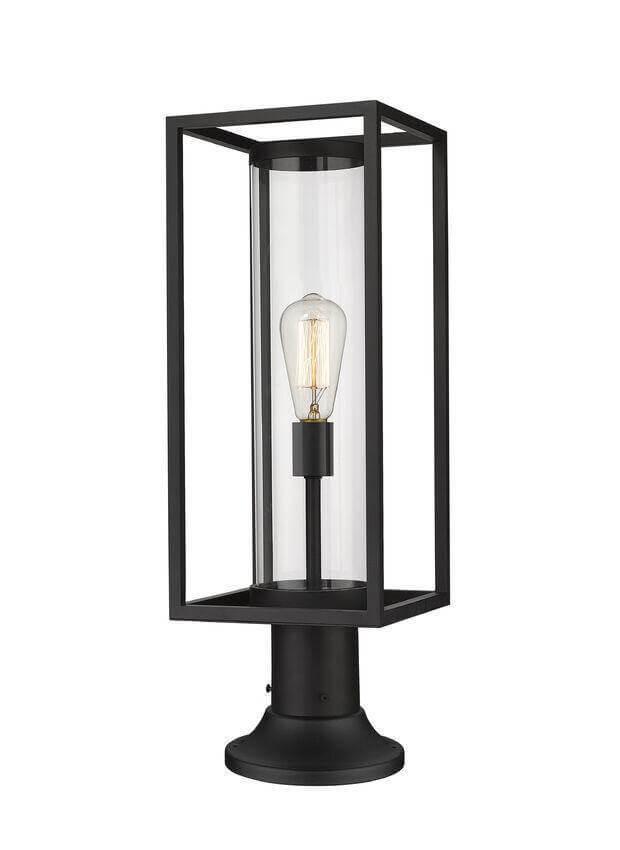 Aluminum with Clear Glass Tube Round Base Pier Mount - LV LIGHTING