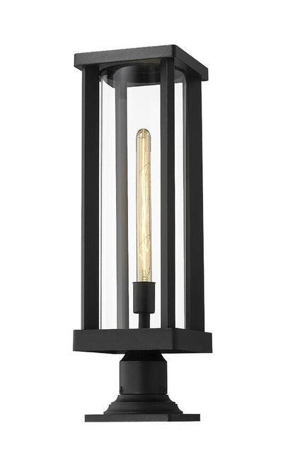 Black Aluminum with Cylindrical Clear Glass Outdoor Pier Mount - LV LIGHTING