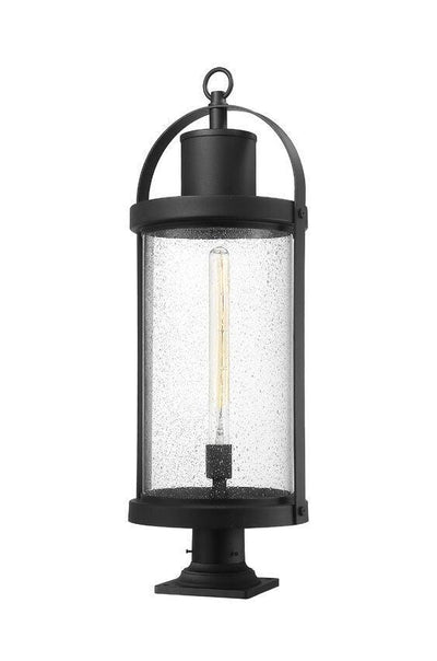 Black Aluminum with Clear Seedy Glass Shade Pier Mount - LV LIGHTING