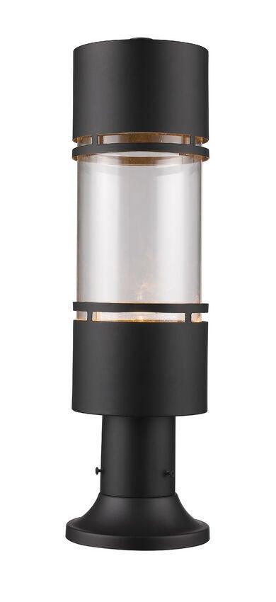 LED Aluminum with Clear Cylindrical Glass Shade Outdoor Pier Mount - LV LIGHTING