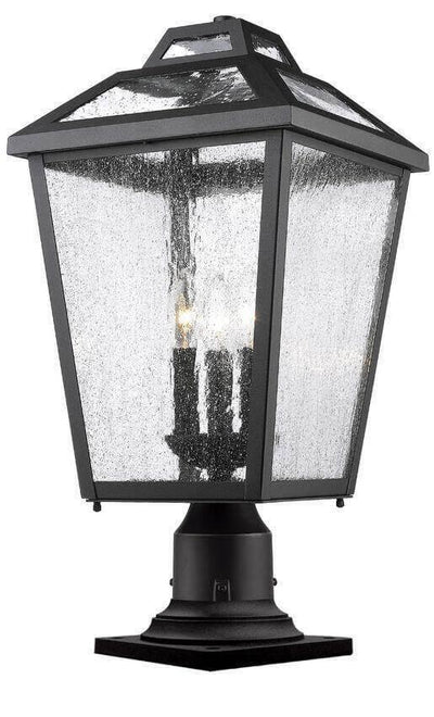 Aluminum with Clear Seedy Glass Shade Stepped Top Outdoor Pier Mount - LV LIGHTING