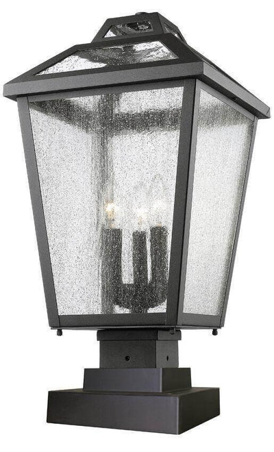 Aluminum with Clear Seedy Glass Shade Stepped Top Square Base Outdoor Pier Mount - LV LIGHTING