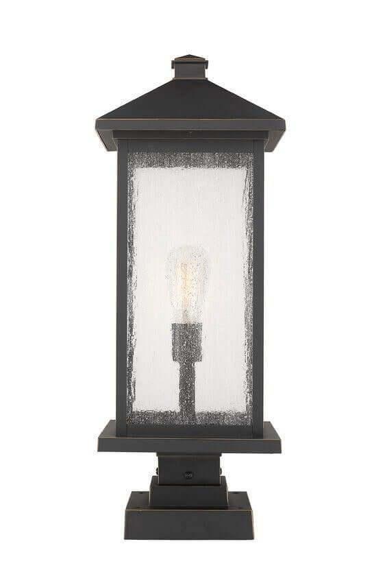 Aluminum Clean Frame with Glass Shade Square Base Outdoor Pier Mount - LV LIGHTING