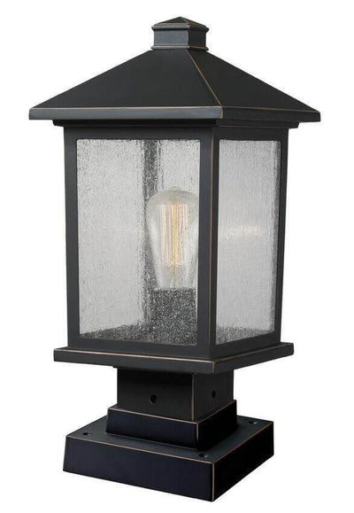 Aluminum with Glass Shade Classic Square Base Outdoor Pier Mount - LV LIGHTING