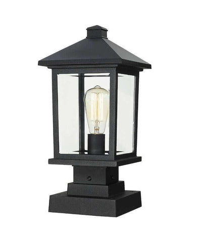 Aluminum with Glass Shade Classic Square Base Outdoor Pier Mount - LV LIGHTING