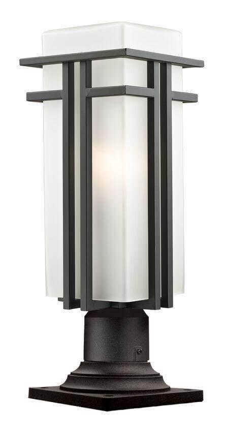 Aluminum with Geometric Line and Matte Opal Glass Shade Outdoor Pier Mount - LV LIGHTING