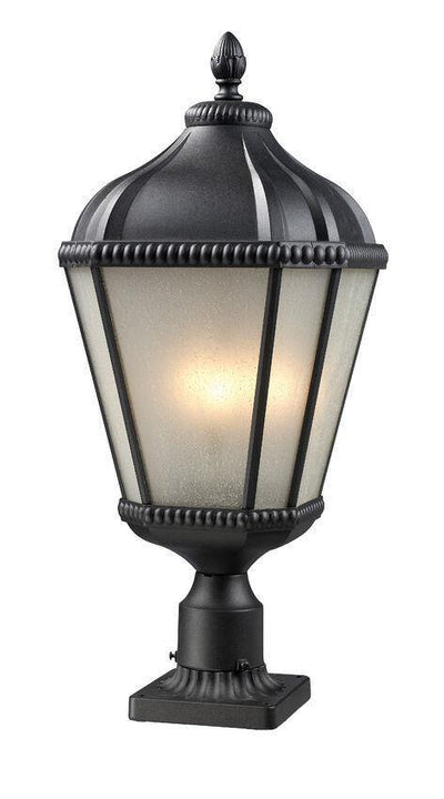 Black with Aluminum Crown and White Seedy Glass Shade Pier Mount - LV LIGHTING