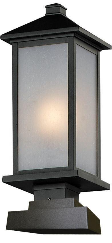 Aluminum with Seedy Glass Shade Rectangular Classic Square Base Outdoor Pier Mount - LV LIGHTING