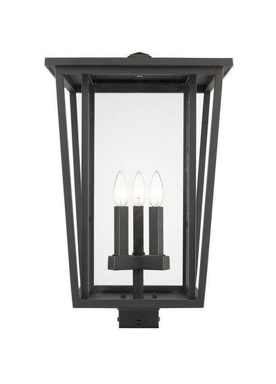 Aluminum with Double Frame Square Base Outdoor Post Light - LV LIGHTING