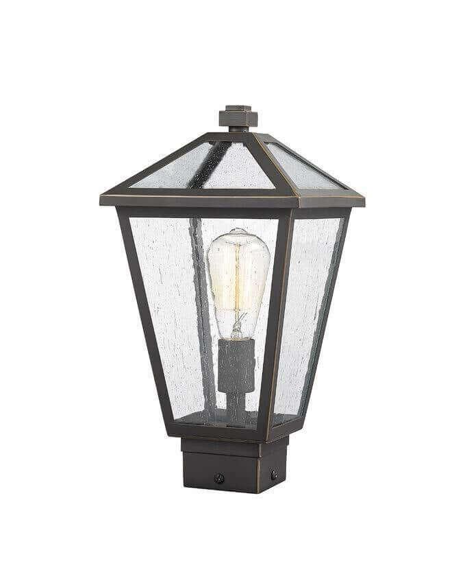 Aluminum with Glass Village Style Square Base Outdoor Post Light - LV LIGHTING