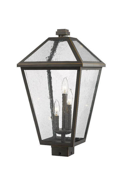 Aluminum with Glass Village Style Square Base Outdoor Post Light - LV LIGHTING
