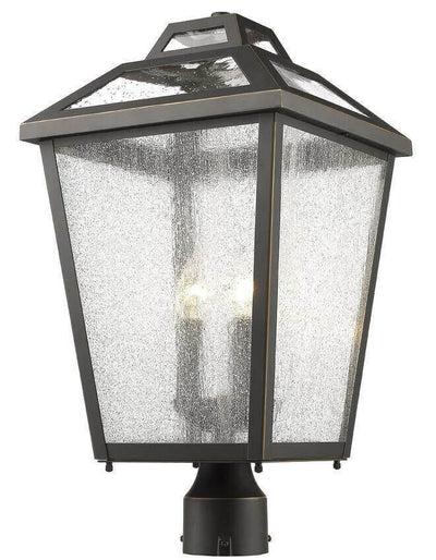 Aluminum with Clear Seedy Glass Shade Multi Steeped Outdoor Post Light - LV LIGHTING