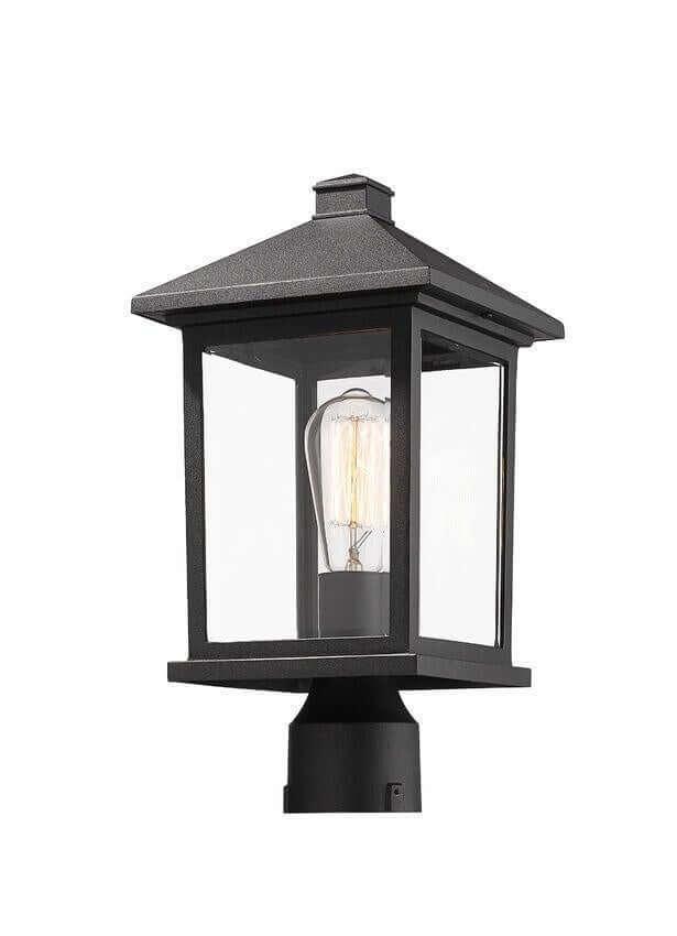 Aluminum with Glass Shade Traditional Outdoor Post Light - LV LIGHTING