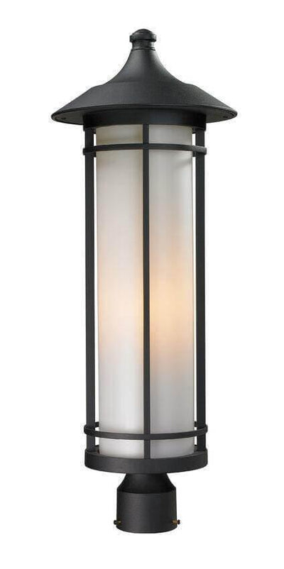 Aluminum with Matte Opal Glass Shade Caged Traditional Outdoor Post Light - LV LIGHTING