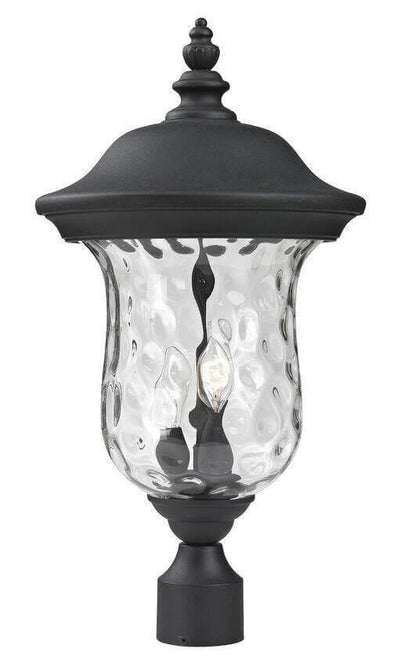 Aluminum with Clear Water Glass Traditional Outdoor Post Light - LV LIGHTING