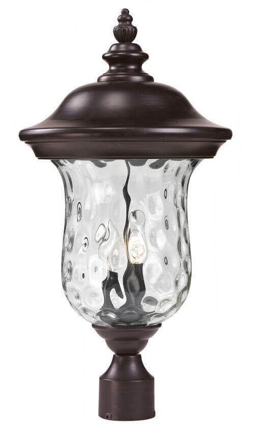 Aluminum with Clear Water Glass Traditional Outdoor Post Light - LV LIGHTING