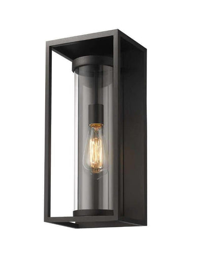 Aluminum with Cylindrical Clear Glass Shade Caged Outdoor Wall Light - LV LIGHTING