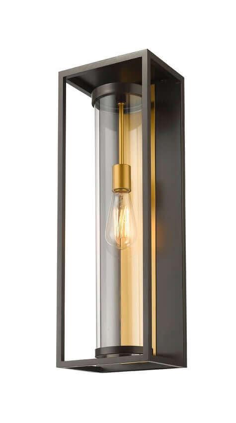 Aluminum with Cylindrical Clear Glass Shade Caged Outdoor Wall Light - LV LIGHTING