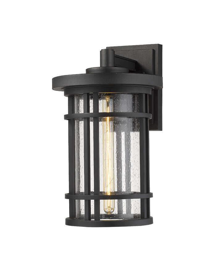 Aluminum with Cylindrical Clear Glass Caged Outdoor Wall Light - LV LIGHTING