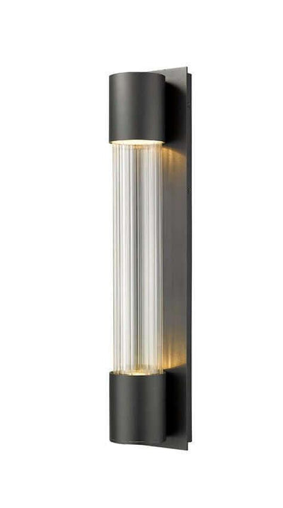 Aluminum with Cylindrical Clear Optic Glass Shade Outdoor Wall Light - LV LIGHTING