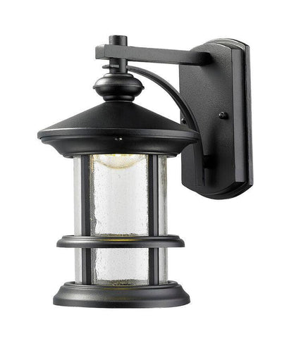 LED Black with Clear Seedy Glass Caged Outdoor Wall Light - LV LIGHTING